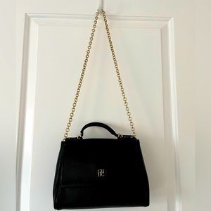 Carolina Herrera Black Leather Chain Shoulder Bag